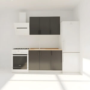 Κουζίνα Modest Σετ 4 Κουτιών Ανθρακί Άνω Κουτιά 120cm Κάτω 120cm