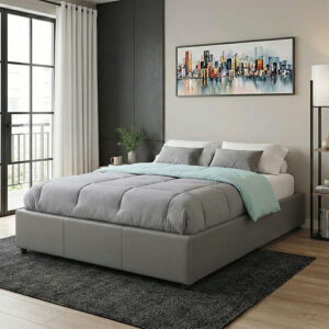 Κρεβάτι Circe pakoworld PU γκρι με αποθηκευτικό χώρο 150x200εκ