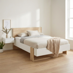 Aria κρεβάτι μονό 100x205x91εκ. ( για στρώμα 90x200εκ. ) Natural Chestnut / Λευκό