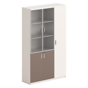 ΒΙΒΛΙΟΘΗΚΗ/ΝΤΟΥΛΑΠΙ NEWLINE HM18280 ΜΕΛΑΜΙΝΗ ΛΕΥΚΗ-ΑΝΟΙΧΤΟ ΚΑΦΕ--ΓΥΑΛΙ 120x40x200Υεκ