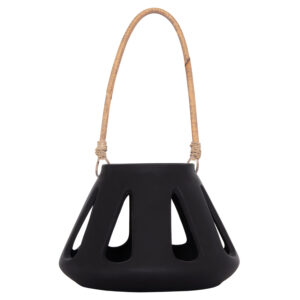 ΕΠΙΤΡΑΠΕΖΙΟ ΦΑΝΑΡΙ ERANTYL HM4696.01S ΜΑΥΡΟ FIBER CEMENT & ΧΕΡΟΥΛΙ RATTAN Φ25x17Yεκ.