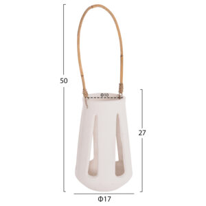 ΕΠΙΤΡΑΠΕΖΙΟ ΦΑΝΑΡΙ ERANTYL HM4696.02L ΛΕΥΚΟ FIBER CEMENT & ΧΕΡΟΥΛΙ RATTAN Φ17x27Yεκ.