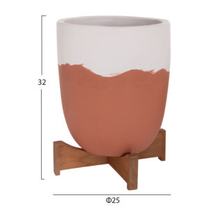 ΓΛΑΣΤΡΕΣ ΣΕΤ 2ΤΜΧ SEON HM4686.08 TERRACOTTA ΣΕ ΛΕΥΚΟ & ΤΕΡΑΚΟΤΑ--TEAK ΒΑΣΗ