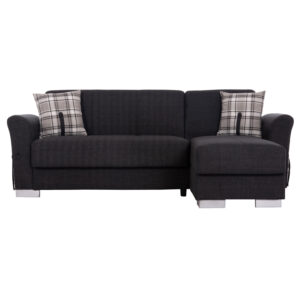 ΓΩΝΙΑΚΟΣ ΚΑΝΑΠΕΣ-ΚΡΕΒΑΤΙ ΜΕ ΑΠΟΘ. ΧΩΡΟ BRONKO HM3291.01 ΑΝΘΡΑΚΙ ΥΦΑΣΜΑ 218x138x77Y