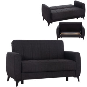 ΚΑΝΑΠΕΣ ΚΡΕΒΑΤΙ ΜΕ ΑΠΟΘ.ΧΩΡΟ ΔΙΘΕΣΙΟΣ NIKKO HM3293.01 ΓΚΡΙ ΥΦΑΣΜΑ 144x75x84Υεκ.