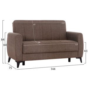 ΚΑΝΑΠΕΣ ΚΡΕΒΑΤΙ ΜΕ ΑΠΟΘ.ΧΩΡΟ ΔΙΘΕΣΙΟΣ NIKKO HM3293.02 ΚΑΦΕ ΥΦΑΣΜΑ 144x75x84Υεκ.