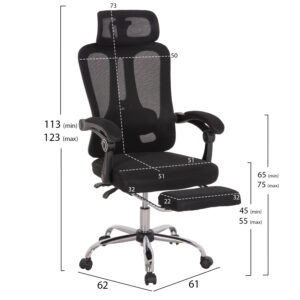 ΚΑΡΕΚΛΑ ΓΡΑΦΕΙΟΥ BARNET HM18258.01 ΜΑΥΡΟ MESH-ΜΑΥΡΟΣ ΣΚΕΛΕΤΟΣ NYLON 61x62x123Υ