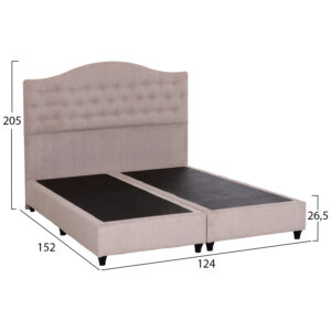 ΚΡΕΒΑΤΙ MALENA HM638.22 ΜΠΕΖ ΥΦΑΣΜΑ Τ. NUBUCK ΓΙΑ ΣΤΡΩΜΑ 150x200εκ.