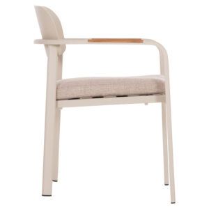 ΠΟΛΥΘΡΟΝΑ ΤΡΑΠΕΖΑΡΙΑΣ ELARA HM6414.05 ΜΠΕΖ ΑΛΟΥΜΙΝΙΟ-OLEFIN--ΞΥΛΟ TEAK 56x62x78Υεκ.