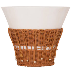 ΤΡΑΠΕΖΙ ΣΑΛΟΝΙΟΥ PERRAL HM18164.02L FIBER CEMENT ΛΕΥΚΟ-ΦΥΣΙΚΟ RATTAN--Φ55x45Υεκ