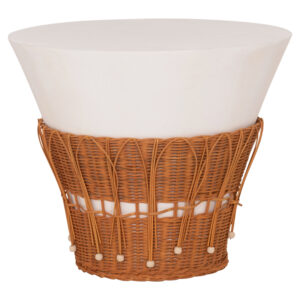 ΤΡΑΠΕΖΙ ΣΑΛΟΝΙΟΥ PERRAL HM18164.02L FIBER CEMENT ΛΕΥΚΟ-ΦΥΣΙΚΟ RATTAN--Φ55x45Υεκ