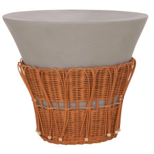 ΤΡΑΠΕΖΙ ΣΑΛΟΝΙΟΥ PERRAL HM18164.03L FIBER CEMENT ΓΚΡΙ-ΦΥΣΙΚΟ RATTAN--Φ55x45Υεκ