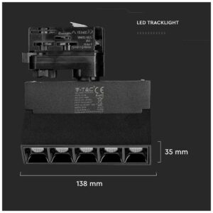 Φωτιστικό LED Τριφασικής Ράγας 12W 960lm 30° Samsung Chip Μαύρο Σώμα V-TAC Φως Ημέρας 20001