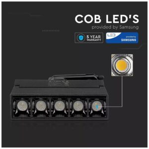 Φωτιστικό LED Τριφασικής Ράγας 12W 960lm 30° Samsung Chip Μαύρο Σώμα V-TAC Φως Ημέρας 20001