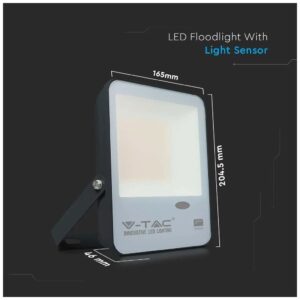 Προβολέας LED με αισθητήρα φωτός 30W θερμό λευκό 3000K Μαύρο σώμα 100LM/W