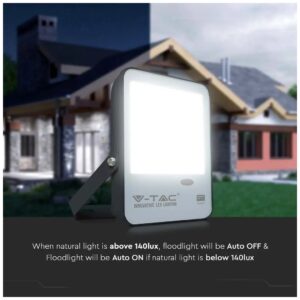 Προβολέας LED με αισθητήρα φωτός 30W φυσικό λευκό 4000K Μαύρο σώμα 100LM/W