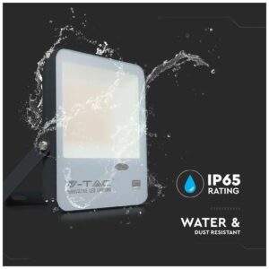 Προβολέας LED V-TAC με αισθητήρα φωτός 100W θερμό λευκό 3000K Μαύρο σώμα 100LM/W 20175