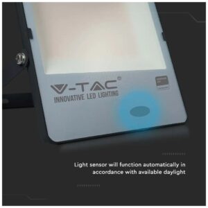 Προβολέας LED V-TAC με αισθητήρα φωτός 200W ψυχρό λευκό 6500K Μαύρο σώμα 100LM/W 20183