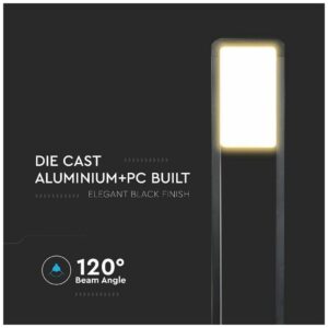 V-TAC LED Φωτιστικό Κολωνάκι Δαπέδου Μαύρο Αδιάβροχο 10W PRO Samsung Chip IP65 650lm Θερμό 3000K 20113