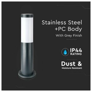 BOLLARD LAMP WITH STAINLESS STEEL BODY E27 GREY