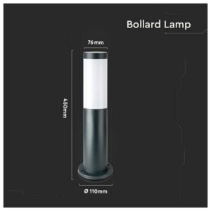 BOLLARD LAMP WITH STAINLESS STEEL BODY E27 GREY