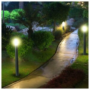 V-TAC Επιδαπέδιο Φωτιστικό Κήπου Κολωνάκι E27 110cm Στρογγυλό Αδιάβροχο IP44 Ανοξείδωτο Ατσάλι Γκρι Σώμα 8963