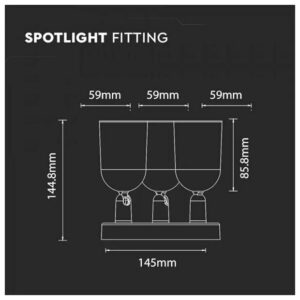 V-TAC Φωτιστικό Σποτ Τριπλό Χωρίς Λάμπα Τοίχου ή Οροφής για Σποτ GU10 Λευκό 7982