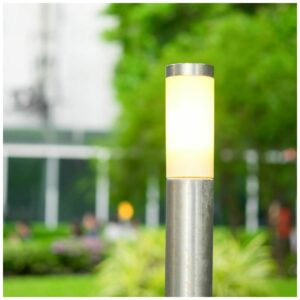 V-TAC Επιδαπέδιο Φωτιστικό Κήπου Κολωνάκι E27 110cm Στρογγυλό Αδιάβροχο IP44 Ανοξείδωτο Ατσάλι Σατινέ Νίκελ Σώμα 8962