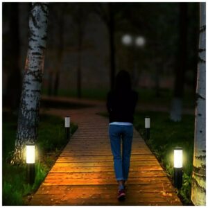 V-TAC Επιδαπέδιο Φωτιστικό Κήπου Κολωνάκι E27 45cm 100° Στρογγυλό Αδιάβροχο IP44 με Αισθητήρα Κίνησης Ανοξείδωτο Ατσάλι Μαύρο Σώμα 8985