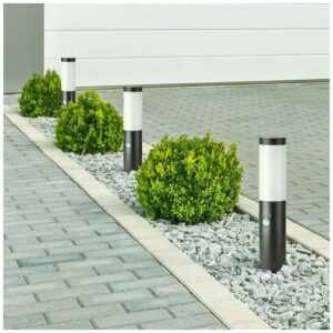 V-TAC Επιδαπέδιο Φωτιστικό Κήπου Κολωνάκι E27 45cm 100° Στρογγυλό Αδιάβροχο IP44 με Αισθητήρα Κίνησης Ανοξείδωτο Ατσάλι Μαύρο Σώμα 8985