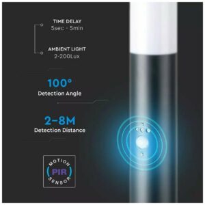 BOLLARD LAMP WITH WIR SENSOR & STAINLESS STEEL BODY-IP44-GREY