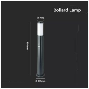 BOLLARD LAMP WITH WIR SENSOR & STAINLESS STEEL BODY-IP44-GREY