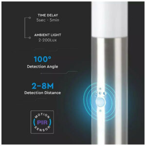 BOLLARD LAMP WITH WIR SENSOR & STAINLESS STEEL BODY-IP44-SATIN NICKEL