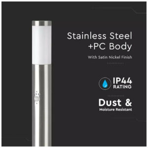 BOLLARD LAMP WITH WIR SENSOR & STAINLESS STEEL BODY-IP44-SATIN NICKEL
