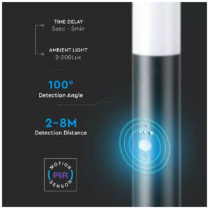 BOLLARD LAMP WITH WIR SENSOR & STAINLESS STEEL BODY-IP44-GREY