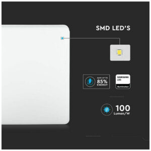V-TAC Πλαφονιέρα Τετράγωνη LED 15W 230V 110° 1500lm IP44 Samsung Chip Φυσικό Λευκό 55679