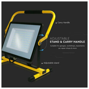 V-TAC Προβολέας LED SMD 100W 8200lm 100° IP65 Εργασίας με Βάση και Χερούλι Samsung Chip G2 Μαύρο/Κίτρινο Φυσικό Λευκό 2120124