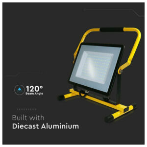 V-TAC Προβολέας LED SMD 100W 8200lm 100° IP65 Εργασίας με Βάση και Χερούλι Samsung Chip G2 Μαύρο/Κίτρινο Φυσικό Λευκό 2120124