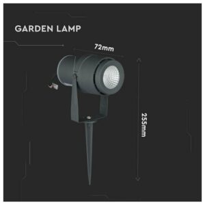 V-TAC Αδιάβροχο Φωτιστικό Κήπου LED 12W 875lm 20° IP65 Χωνευτό με Καρφί Γκρι Σώμα Ζεστό Λευκό 217550