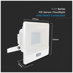 V-TAC Προβολέας LED Samsung chip 30W Θερμό λευκό 3000K Λευκό σώμα με ανιχνευτή και απευθείας σύνδεση 20274