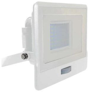 V-TAC Προβολέας LED Samsung chip 50W Θερμό λευκό 3000K Λευκό σώμα με ανιχνευτή και απευθείας σύνδεση 20277