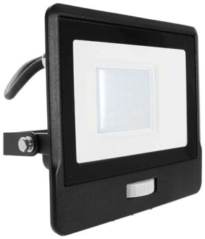 V-TAC Προβολέας LED Samsung chip 30W Θερμό λευκό 3000K Μαύρο σώμα με ανιχνευτή 1m καλώδιο 20286