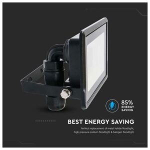 V-TAC Προβολέας LED SMD 30W 2340lm Samsung Chip με Ενσωματωμένο Στυπιοθλίπτη Μαύρο Σώμα Φυσικό Λευκό 20311