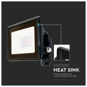 V-TAC Προβολέας LED SMD 30W 2340lm Samsung Chip με Ενσωματωμένο Στυπιοθλίπτη Μαύρο Σώμα Φυσικό Λευκό 20311