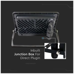 V-TAC Προβολέας LED Samsung chip 50W Φυσικό λευκό 4000K Μαύρο σώμα με απευθείας σύνδεση 20314