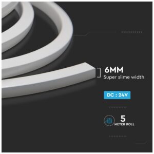 LED V-TAC SLIM NEON FLEX Silicon 24V 8W CRI >90 5m IP65 Φως Ημέρας 2620