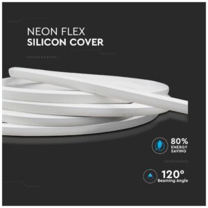 LED V-TAC SLIM NEON FLEX Silicon 24V 8W CRI >90 5m IP65 Φως Ημέρας 2620