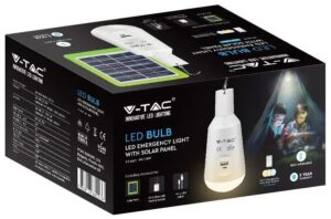 V-TAC Φορητός & επαναφορτιζόμενος ηλιακός λαμπτήρας E27 3 σε 1 με ηλιακό πάνελ και θύρα USB 2857