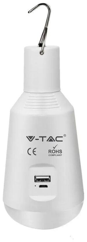V-TAC Φορητός & επαναφορτιζόμενος ηλιακός λαμπτήρας E27 3 σε 1 με ηλιακό πάνελ και θύρα USB 2857