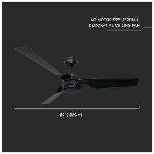 V-TAC Ανεμιστήρας οροφής LED 65W μαύρο σώμα 3 πτερυγίων με ρύθμιση μέσω RF control 2868 V-TAC Ανεμιστήρας οροφής LED 65W μαύρο σώμα 3 πτερυγίων με ρύθμιση μέσω RF control 2868